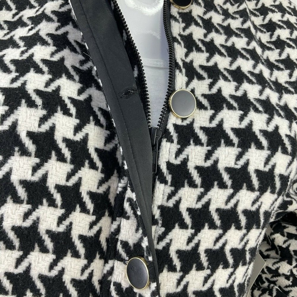 L'Academie Jacket Women Sz S The Sophia Bomber Black White Houndstooth $178 Nwt - Picture 5 of 11